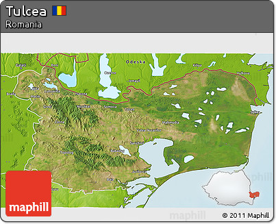 Satellite 3D Map of Tulcea, physical outside