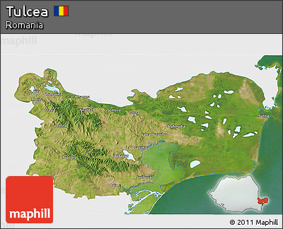 Satellite 3D Map of Tulcea, single color outside