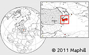 Blank Location Map of Tulcea, highlighted country