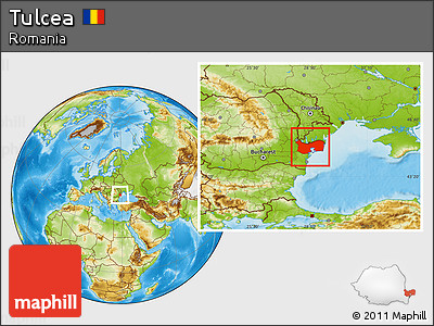 Physical Location Map of Tulcea