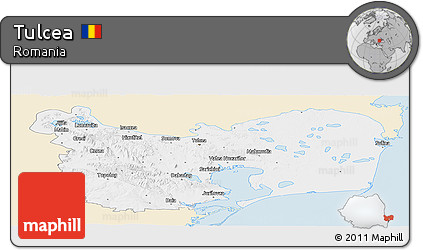 Classic Style Panoramic Map of Tulcea, single color outside