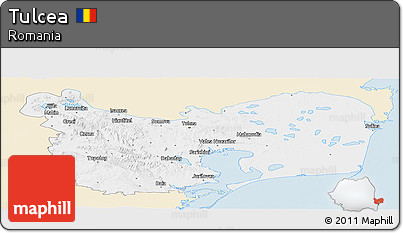 Classic Style Panoramic Map of Tulcea, single color outside