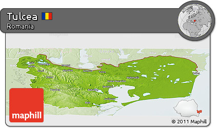 Physical Panoramic Map of Tulcea, lighten