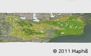 Satellite Panoramic Map of Tulcea, semi-desaturated