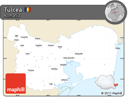 Classic Style Simple Map of Tulcea, single color outside