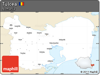 Classic Style Simple Map of Tulcea, single color outside