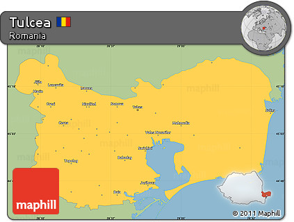 Savanna Style Simple Map of Tulcea, single color outside
