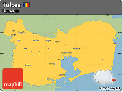 Savanna Style Simple Map of Tulcea, single color outside