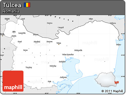 Silver Style Simple Map of Tulcea