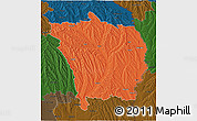 Political 3D Map of Vaslui, darken