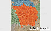 Political 3D Map of Vaslui, semi-desaturated
