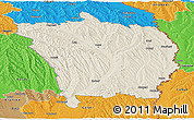 Shaded Relief Panoramic Map of Vaslui, political outside