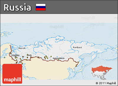 Classic Style 3D Map of Russia, single color outside