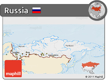 Classic Style 3D Map of Russia, single color outside