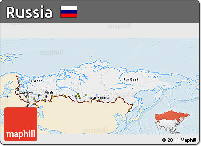 Classic Style 3D Map of Russia, single color outside