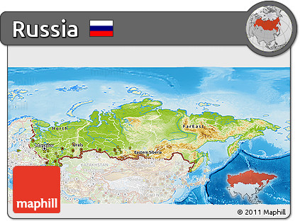 Physical 3D Map of Russia, lighten, land only
