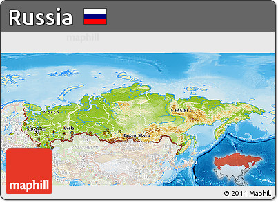 Physical 3D Map of Russia, lighten, land only