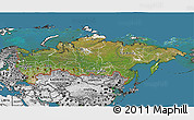 Satellite 3D Map of Russia, desaturated, land only