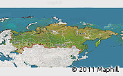 Satellite 3D Map of Russia, lighten, semi-desaturated, land only