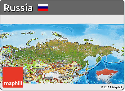 Satellite 3D Map of Russia, physical outside