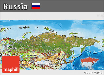 Satellite 3D Map of Russia, physical outside
