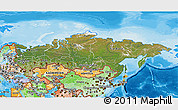 Satellite 3D Map of Russia, political shades outside