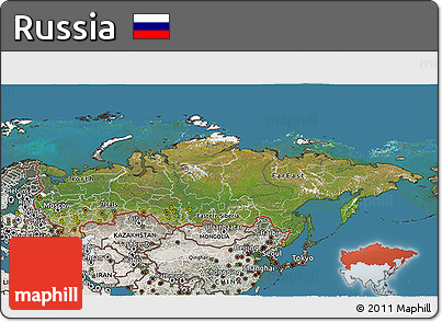 Satellite 3D Map of Russia, semi-desaturated, land only
