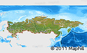 Satellite 3D Map of Russia, single color outside, bathymetry sea