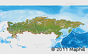 Satellite 3D Map of Russia, single color outside, shaded relief sea