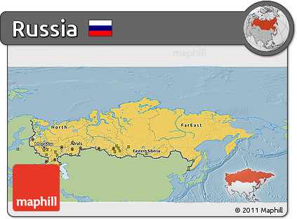 Savanna Style 3D Map of Russia, single color outside