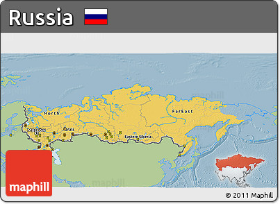 Savanna Style 3D Map of Russia, single color outside