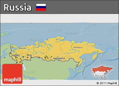 Savanna Style 3D Map of Russia, single color outside