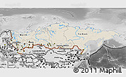 Shaded Relief 3D Map of Russia, desaturated