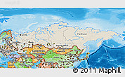 Shaded Relief 3D Map of Russia, political shades outside