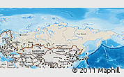 Shaded Relief 3D Map of Russia, semi-desaturated, land only