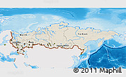 Shaded Relief 3D Map of Russia, single color outside