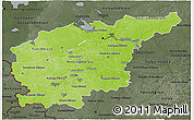 Physical 3D Map of Central, darken, semi-desaturated