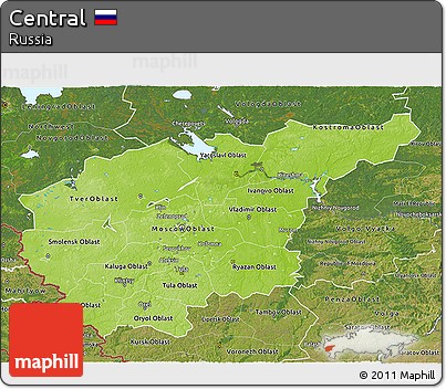 Physical 3D Map of Central, satellite outside