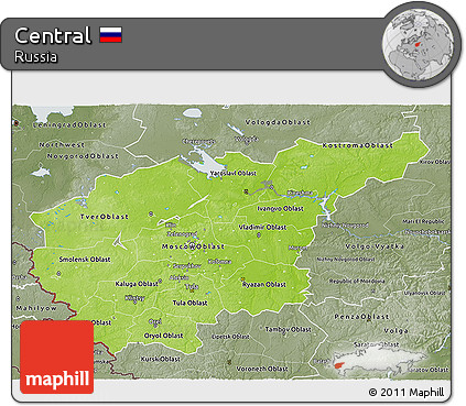 Physical 3D Map of Central, semi-desaturated