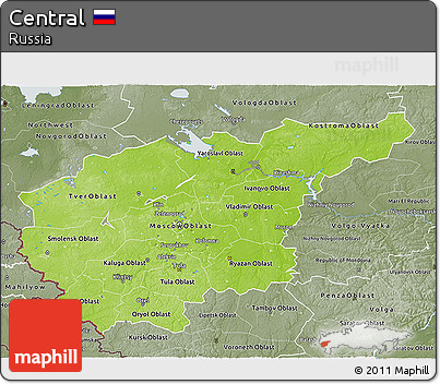 Physical 3D Map of Central, semi-desaturated