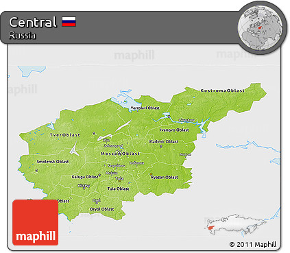 Physical 3D Map of Central, single color outside