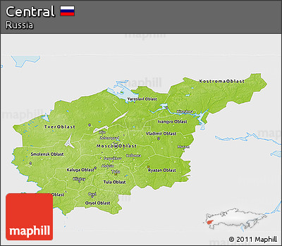 Physical 3D Map of Central, single color outside