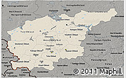 Shaded Relief 3D Map of Central, darken, semi-desaturated