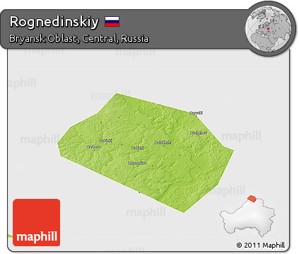 Physical 3D Map of Rognedinskiy, single color outside