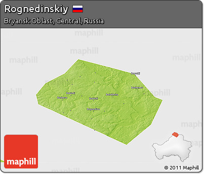 Physical 3D Map of Rognedinskiy, single color outside