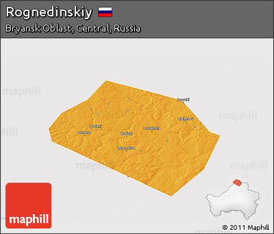 Political 3D Map of Rognedinskiy, single color outside