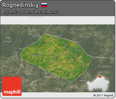 Satellite 3D Map of Rognedinskiy, semi-desaturated