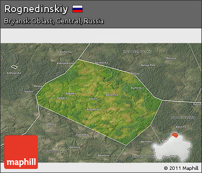 Satellite 3D Map of Rognedinskiy, semi-desaturated