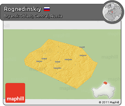 Savanna Style 3D Map of Rognedinskiy, single color outside