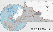 Gray Location Map of Rognedinskiy, highlighted country, highlighted parent region, hill shading